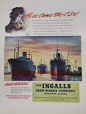 1942 Ingalls Iron Works Company Fortune WW2 Print Ad War C-3's Cargo Ships Fleet picture