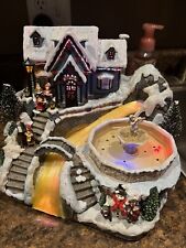 RARE Lemax Christmas Village Landscape WATERFALL WITH  house, singers  Working picture
