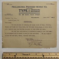 1909 PHILADELPHIA PRINTERS' SUPPLY CO. PENN TYPE FOUNDRY LETTER SIGNED BY GM picture
