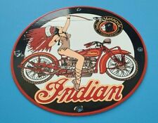 VINTAGE INDIAN MOTORCYCLE PORCELAIN GAS SERVICE STATION AMERICAN CHIEF PUMP SIGN picture