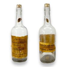 Antique Liquor Bottle Old Crow Bourbon Whiskey 19th Century Glass Partial Label picture