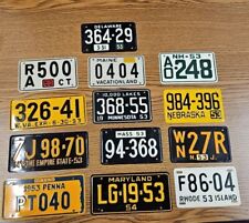 Vintage 1953 1954 WHEATIES Bicycle License Plate Lot Of 13 USA NJ MD CT NY W. VA picture