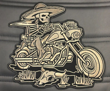 Large Sombrero Skeleton Rider 11 Inch Iron On Patch picture
