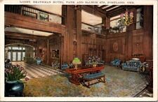 Portland OR Heathman Hotel Lobby Interior Oregon News Co c1920s postcard EP3 picture