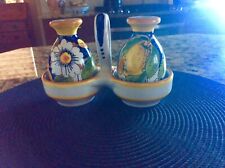 Set Of Tuscan Style Salt And Pepper Shakers With Tray picture