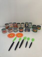 22 Mini Plastic Canned Toy Food 1980s Plates Cans 1-1 3/4