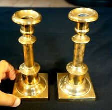 Beautiful Antique Early Brass Candlesticks  picture