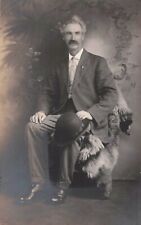 RPPC Dapper Seated Gentleman, Mustache & Bowler Hat Real Photo Postcard c1904-18 picture