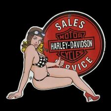 Vintage Harley-Davidson Sales Pin-Up Metal Enamel Gas Station Decor Sign 7