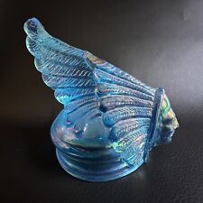 1981 GUERNSEY BLUE CARNIVAL GLASS 1926 PONTIAC INDIAN HEAD MASCOT PAPERWEIGHT picture