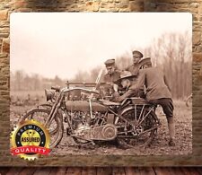 Vintage Motorcycle - Miltary Soldiers- Harley Davidson - Metal Sign 11 x 14 picture