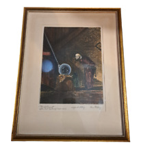 Vintage Original Etched Hans Potrebny The Alchemist Framed Print Signed Artist picture