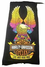 Vintage Harley Davidson Beach Towel Rainbow Eagle 90s New? picture