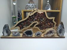 Lake Superior Shadow Box Filled With Lake Superior Agates & Geodes  picture