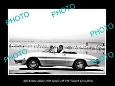 OLD LARGE HISTORIC PHOTO OF 1967 ALFA ROMEO 1300 JUNIOR LAUNCH PRESS PHOTO picture