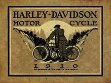 1910 HARLEY DAVIDSON MOTORCYCLE TRUSTY FRIEND HEAVY DUTY USA MADE METAL ADV SIGN picture