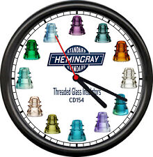Hemingray Screw Glass Insulators CD154 Electrical Depression Sign Wall Clock picture