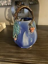 Vintage Mid 20th Century Blue and Green Majolica Basket/Vase picture
