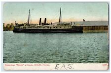 1911 Steamboat Miami Docks Steamer Sea Miami Florida FL Vintage Antique Postcard picture