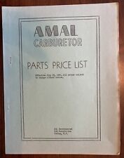 AMAL Carburetor parts price list effective 7/25/1960 for BSA, Triumph, Norton picture