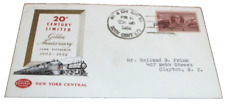 JUNE 1952 NEW YORK CENTRAL NYC 20th CENTURY LTD. GOLDEN ANNIVERSARY ENVELOPE AC picture