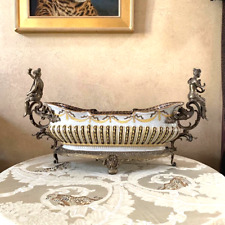 Fine Sevres Style Porcelain & Figural Bronze Mounted Centerpiece Bowl, Vintage picture