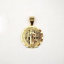 14k Gold Plated Saint Benedict San Benito Coin Charm Medal Pendant picture