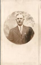 RPPC Mature Man In Suit Circle Border Real Photo Postcard V2 picture