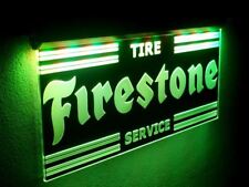 Firestone Neon Open Sign LED Light TIRE Service Sales Part Garage Porcelain picture