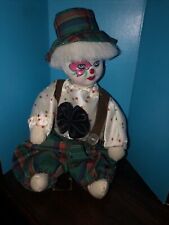 Vintage Porcelain Head Clown With Plaid Pants  Stuffed Body Bag 8'' picture