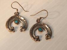 VINTAGE SOUTHWEST /  NAVAJO INDIAN STERLING SILVER TURQUOISE NAJA EARRINGS picture