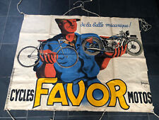 Large 1930's Art Deco Advertising Poster Banner for FAVOR Cycles and Motorcycles picture