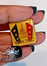 Vintage Veterans Of Foreign Wars VFW PAC Cap LAPEL Pins Yellow Red Blue Stars picture