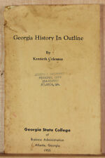 1955 Vintage Booklet Georgia History In Outline Kenneth Coleman GA STate College picture