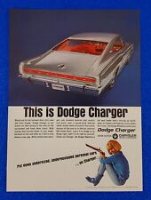 1966 DODGE CHARGER 426 STREET HEMI ORIGINAL COLOR CLASSIC PRINT AD SHIPS FREE picture