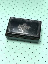 19th Century Antique Grain Pained Pill Box Carry Travel W/cross Motif Collectabl picture