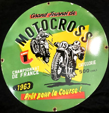 Vintage Art MOTOCROSS 1963 PORCELAIN ENAMEL SIGN Rare Advertising 30