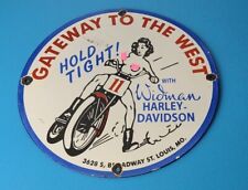 VINTAGE HARLEY DAVIDSON MOTORCYCLE PORCELAIN GATEWAY GAS 12