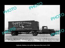 OLD 8x6 HISTORIC PHOTO OF LAFAYETTE INDIANA THE TIPPECANOE BEER TRUCK c1940 picture
