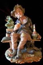 Vintage Capodimonte Figurine of Old Man on Bench - Made in Italy picture