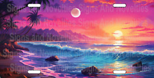 Sunset wit Moon License Plate  Beach Personalized License Plate Add Text picture