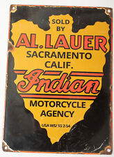Al Lauer Indian Motorcycles Sacramento (M3R) Porcelain Sign (JSF6) Arrowhead picture