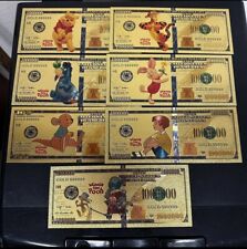 24k Gold Foil Plated Winnie The Pooh Banknote Set Disney Collectible picture