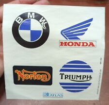 NOS Vintage Set of 4 Racing Motorcycle Motocross BMW Honda Norton Triumph Decal  picture