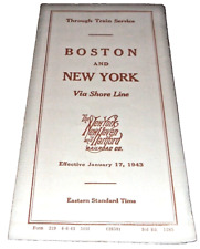 JANUARY 1943 NEW HAVEN RAILROAD BOSTON-NEW YORK PUBLIC TIMETABLE FORM 219 picture