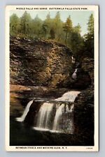 Watkins Glen NY-New York, Middle Falls And Gorge, Vintage c1933 Postcard picture