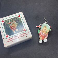 Hallmark 1987 Baby's First Christmas Adorable Baby In Jumper Ornament w/Box picture