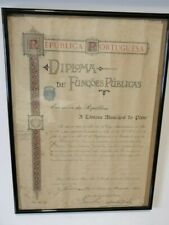 Vintage 1915 Portuguese Republic centenary Teacher's diploma Paper Framed 16x12