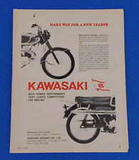 1966 KAWASAKI MOTORCYCLE ORIGINAL COLOR PRINT AD 