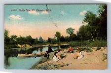 Mt Clemens MI-Michigan, Children along Banks at Shady Side, Vintage Postcard picture